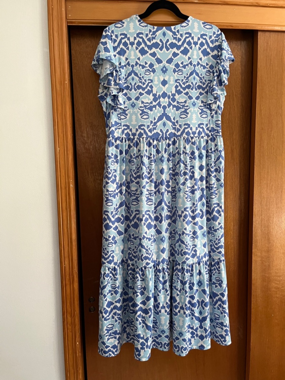 La Mer Luxe Blue & White Printed dress sz L - Picture 2 of 4
